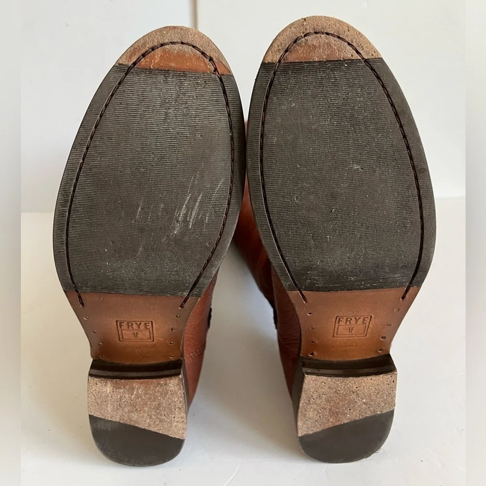 Frye Molly Gore Brown Tall Elastic Panel Riding Boots size 8.5B